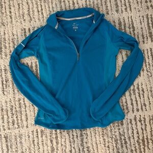 Nike running dry fit blue zipper long sleeve thin jacket size M